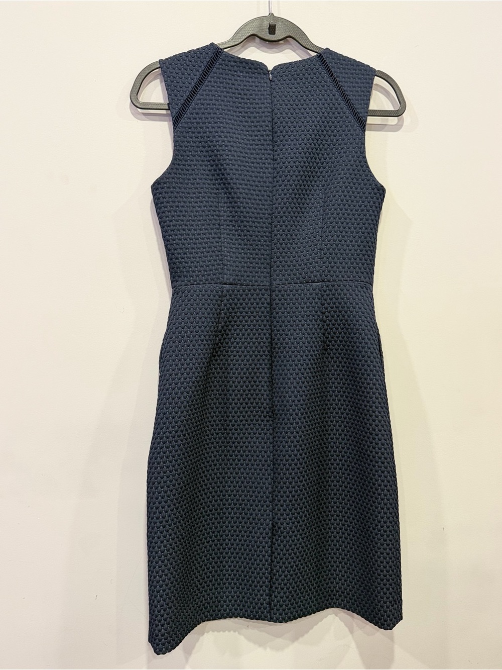 J. Crew Navy Textured Sleeveless Midi Sheath Dress - Picture 4 of 4